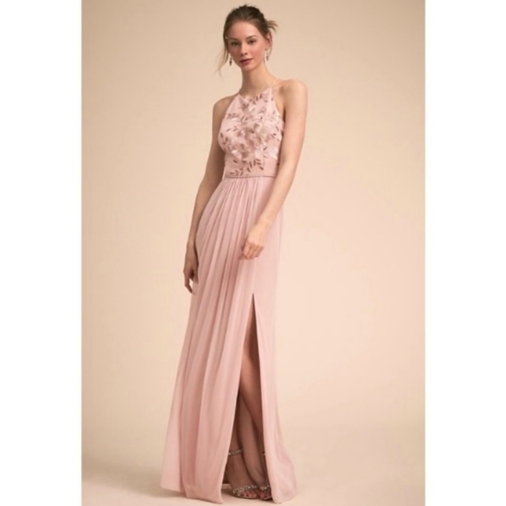 BHLDN Floral Embroidered Bridesmaid Formal Carine Fairy Sheer Maxi Dress Sz 2